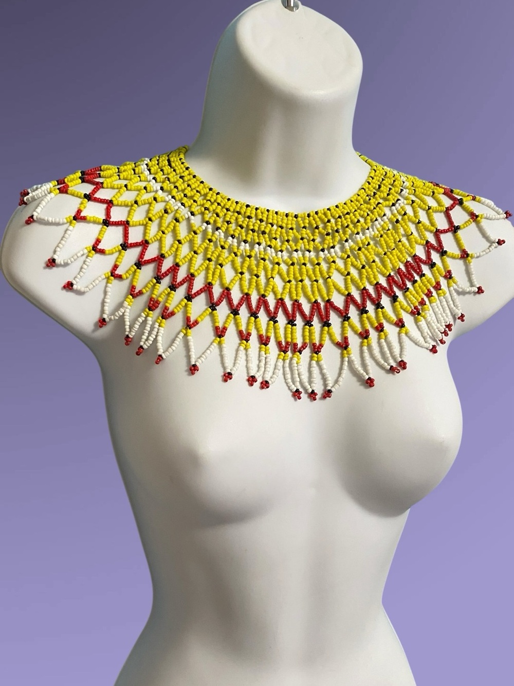 Ethnic Hand Woven Beaded Collar Necklace Hippie Tribal Bohemian 15”-17.5” - Picture 12 of 12